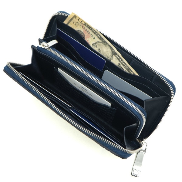 ペッレモルビダ 財布 クロコダイル ラウンドジップ 長財布 PELLE