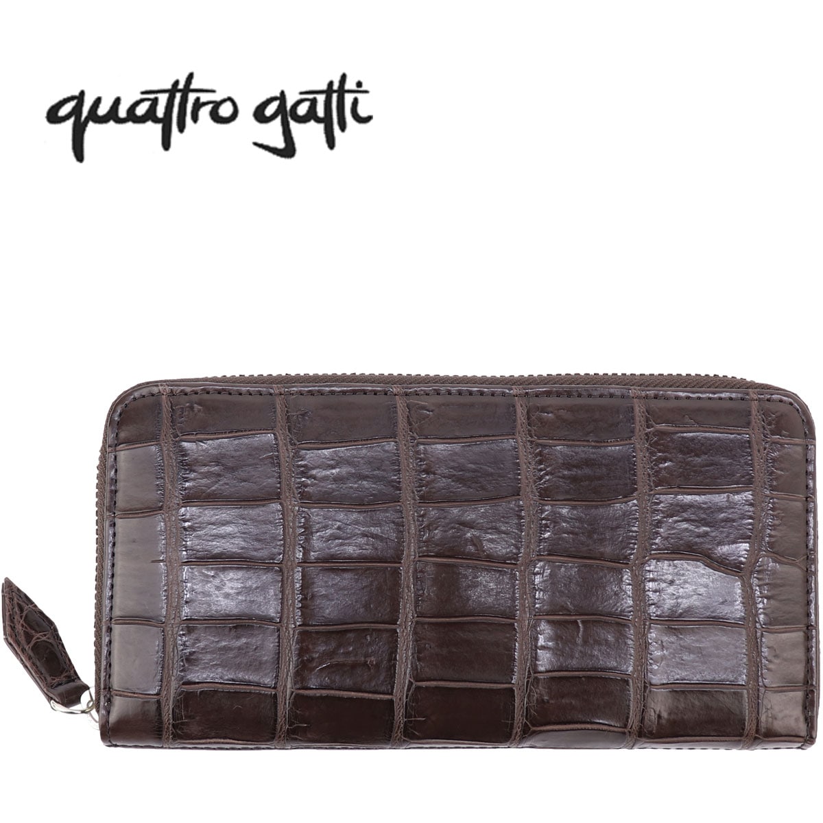 クアトロガッティ 財布 クロコダイル ラウンドジップ 長財布 QUATTRO GATTI 8137 BROWN(ブラウン)