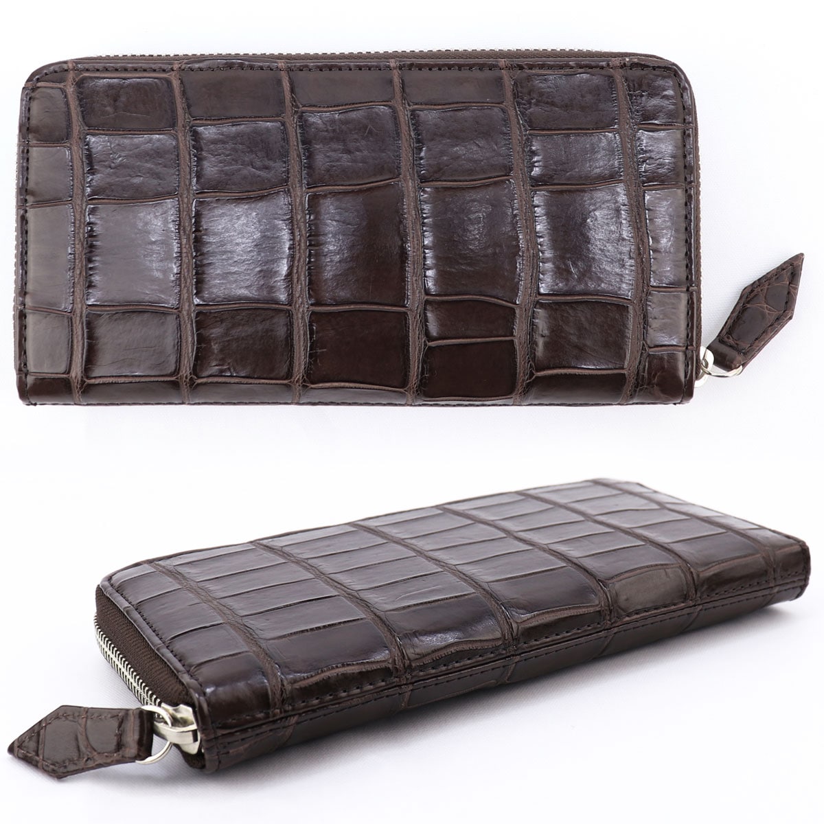クアトロガッティ 財布 クロコダイル ラウンドジップ 長財布 QUATTRO GATTI 8137 BROWN(ブラウン)