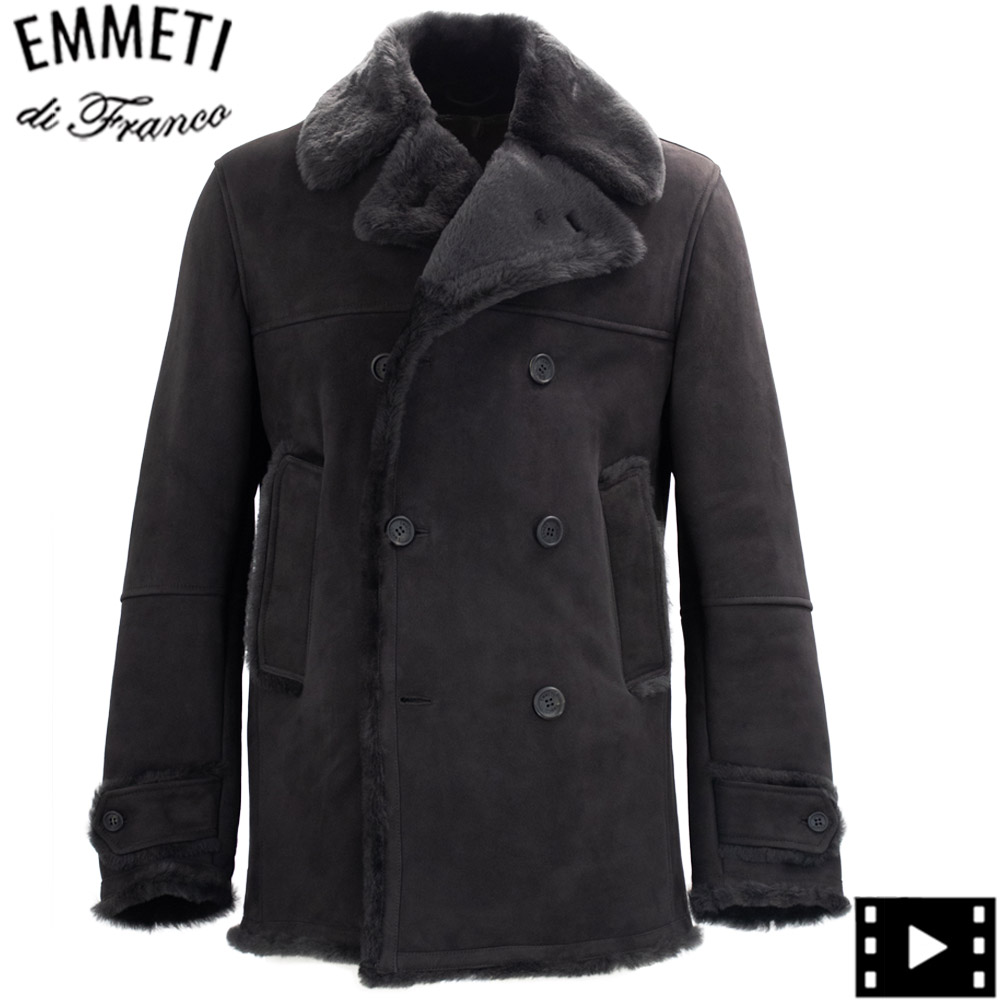 エンメティ コート メンズ ラムスキン メリノムートン 8B Pコート