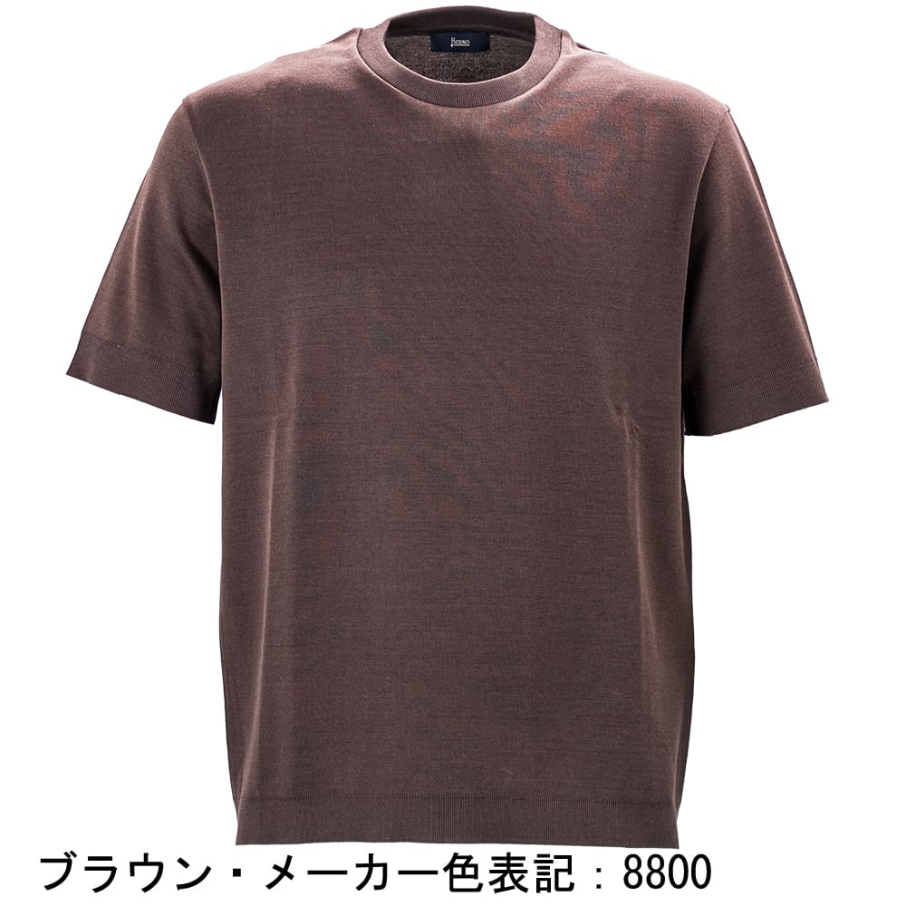 ヘルノ Tシャツ メンズ コットン ジャージー ニット エフェクト クルー