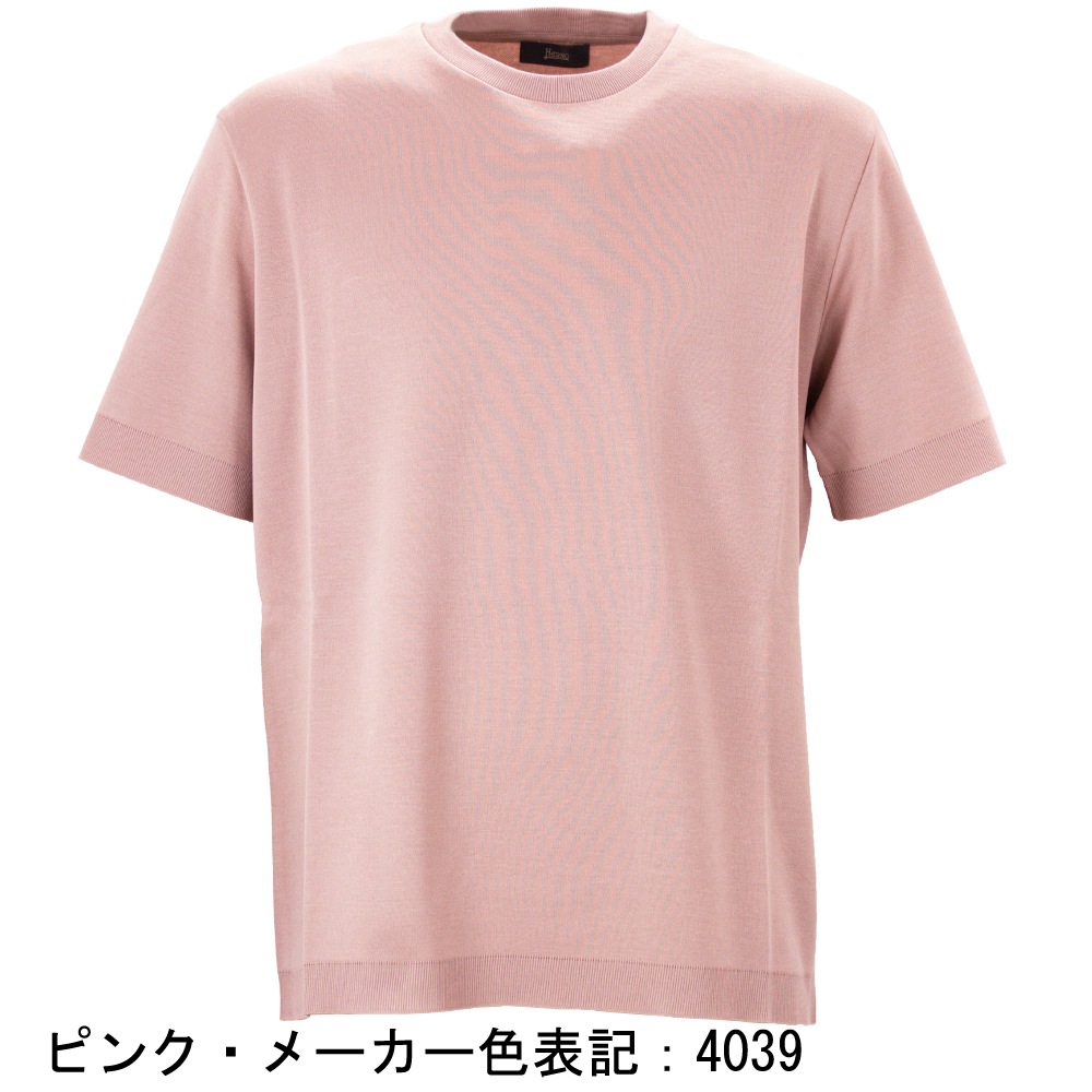 定価3,9万 HERNO コットンニットエフェクト クルーネックカットソー ヘルノ Tシャツ メンズ コットン ジャージー ニット エフェクト クルー