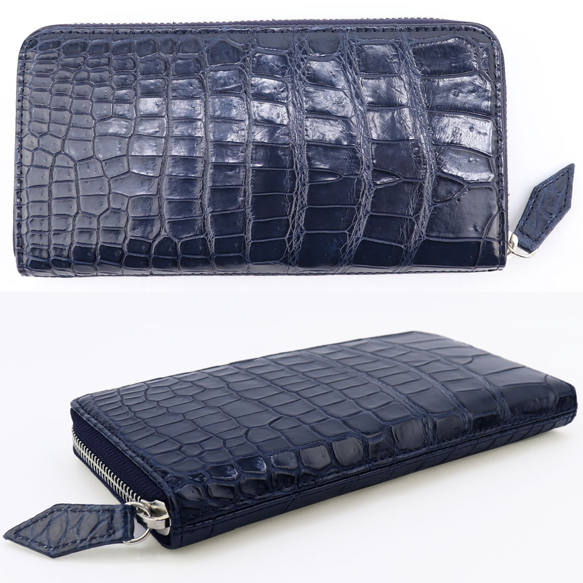 クアトロガッティ 財布 クロコダイル ラウンドジップ 長財布 QUATTRO GATTI 8137 NAVY(ネイビー)