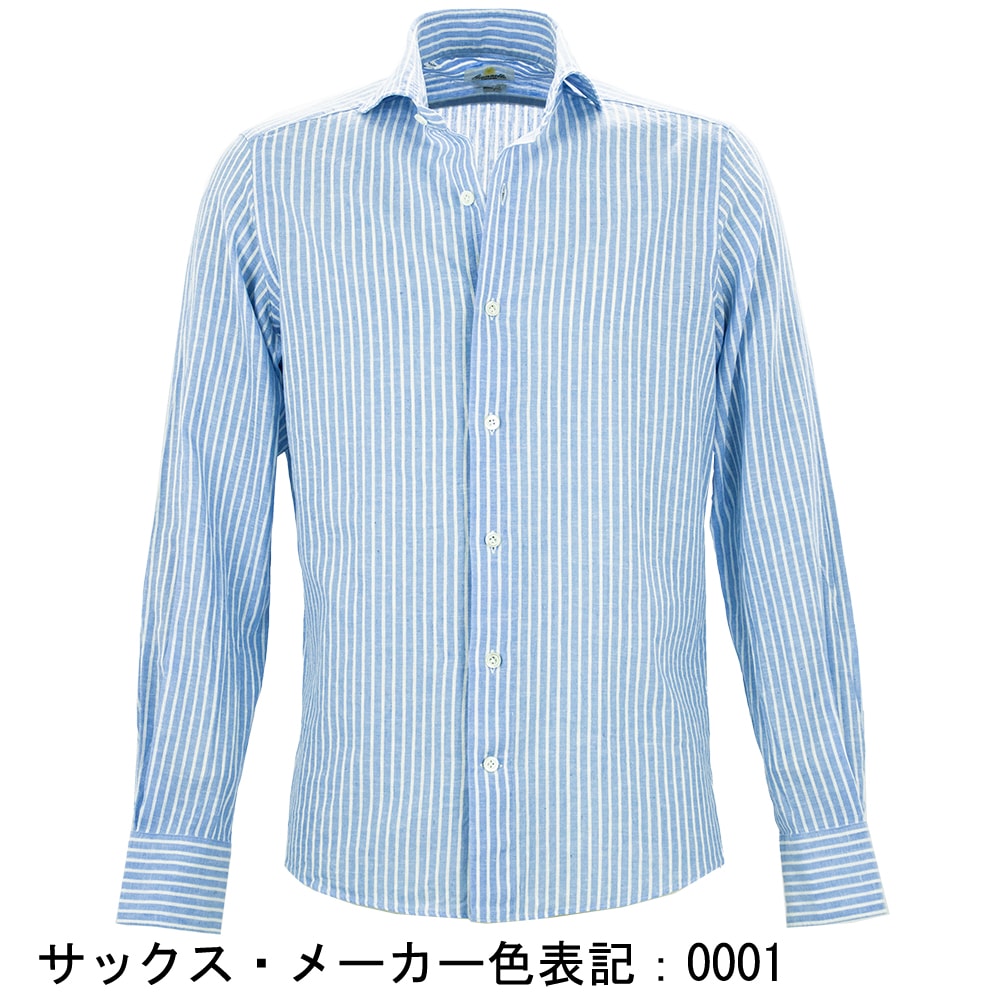 未使用 フィナモレ カッタウェイシャツ ストライプ コットン イタリア製 13145_3_expand.jpg