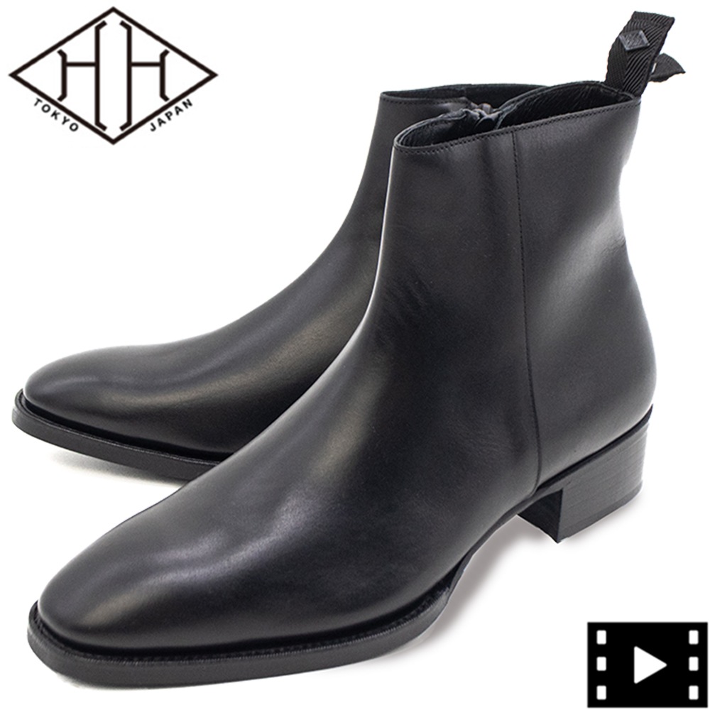 ダブルエイチ ブーツ メンズ デュプイ社製 プーマエイチ 撥水レザー サイドジップブーツ WH WHA-6901PU WH0 PUMA H BLK