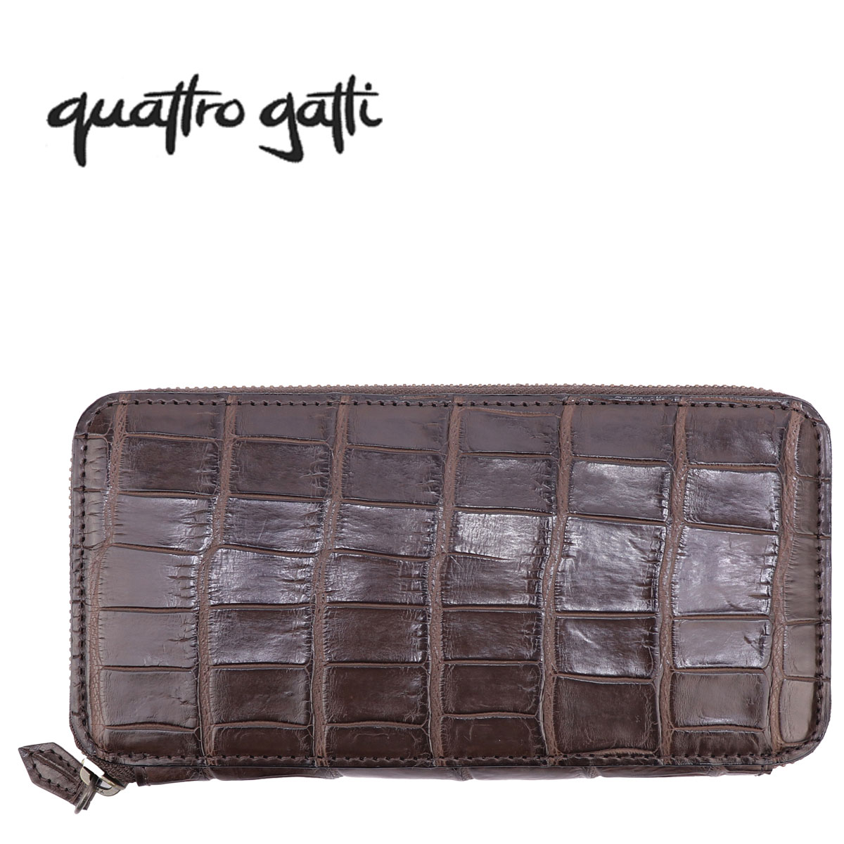 クアトロガッティ 財布 クロコダイル ラウンドジップ 長財布 QUATTRO GATTI 8101 BROWN(ブラウン)