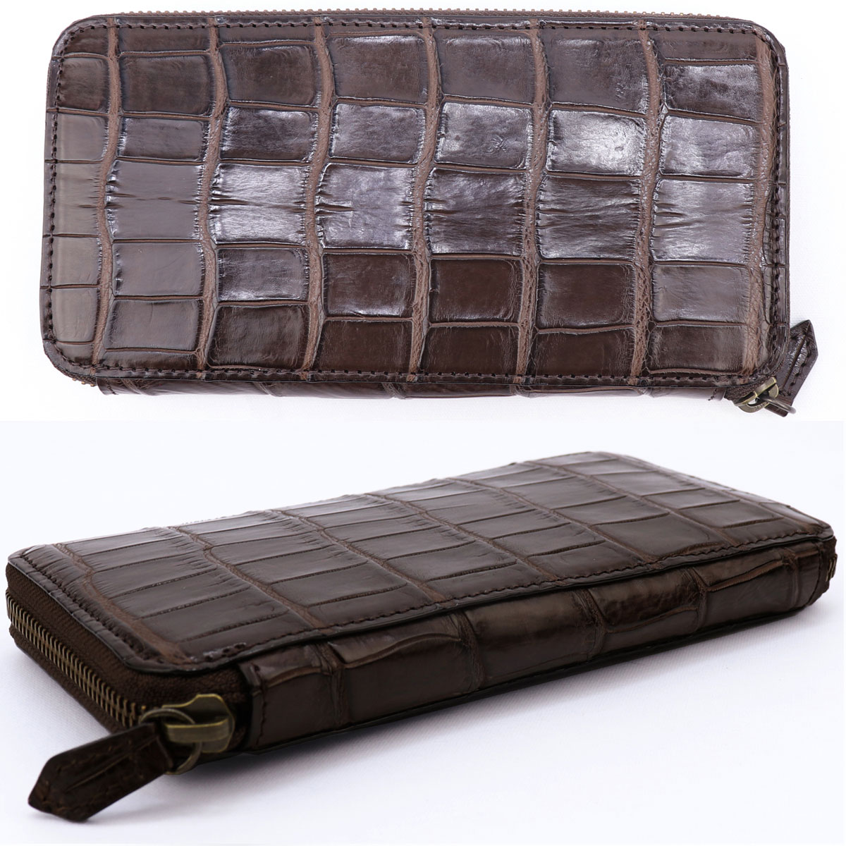 クアトロガッティ 財布 クロコダイル ラウンドジップ 長財布 QUATTRO GATTI 8101 BROWN(ブラウン)