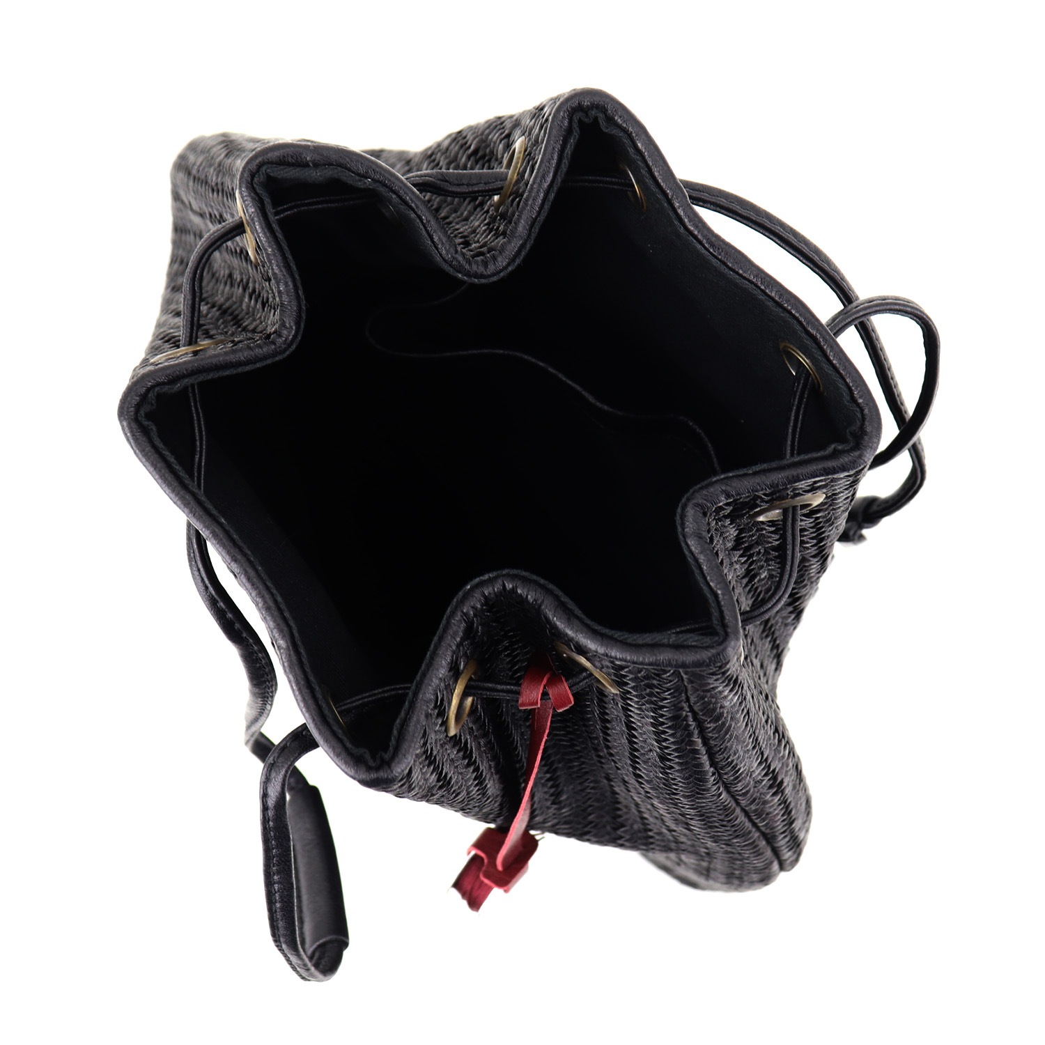 fattoria del cuoio メッシュ　巾着　バッグ　黒　革　イタリア製 セール 半額以下】ファットリア デル クオーイオ バッグ イントレ