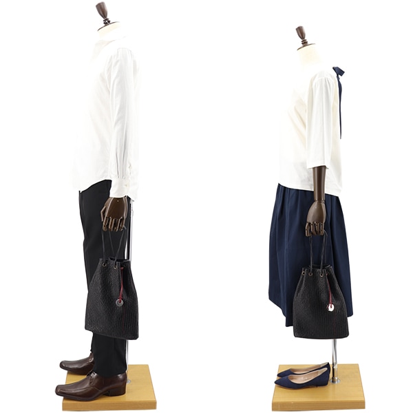 fattoria del cuoio メッシュ　巾着　バッグ　黒　革　イタリア製 セール 半額以下】ファットリア デル クオーイオ バッグ イントレ