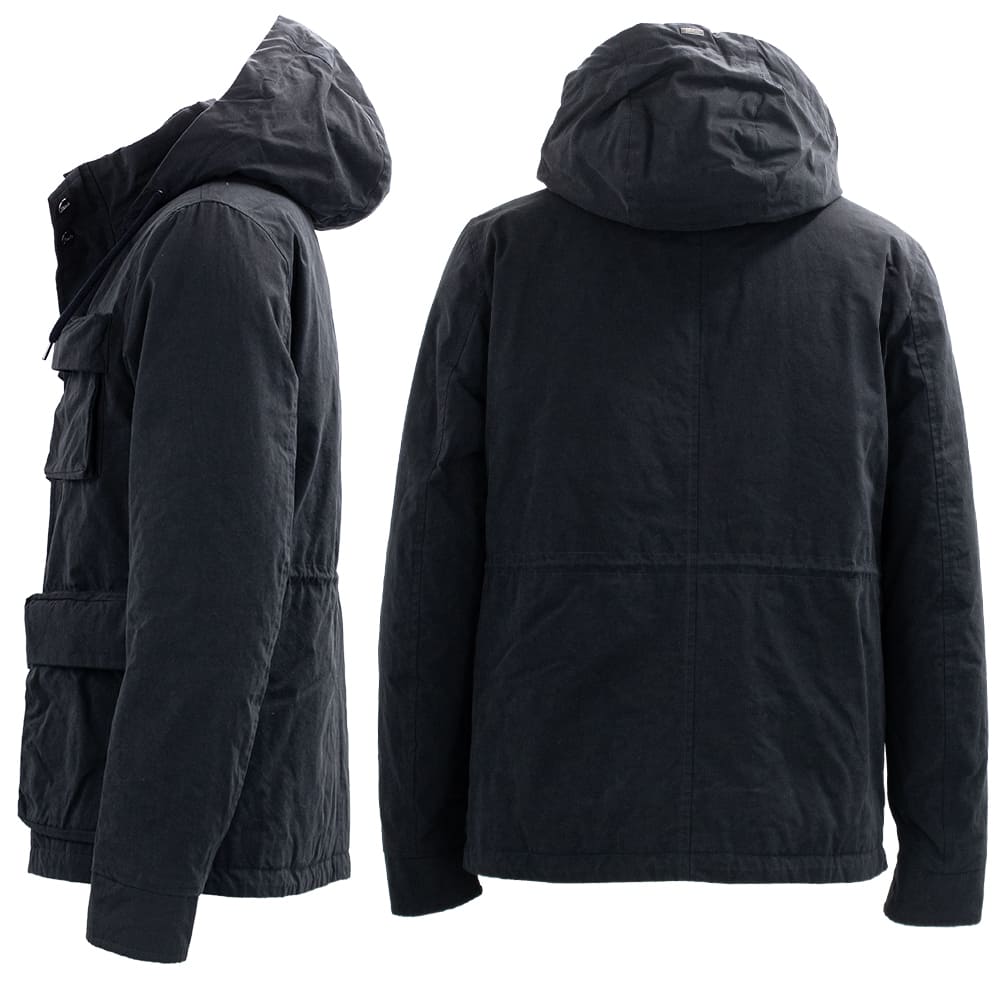 ヘルノ ダウン メンズ ワックスコーティング M-65 フーデッドダウン