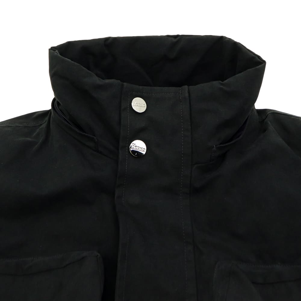 ヘルノ ダウン メンズ ワックスコーティング M-65 フーデッドダウン