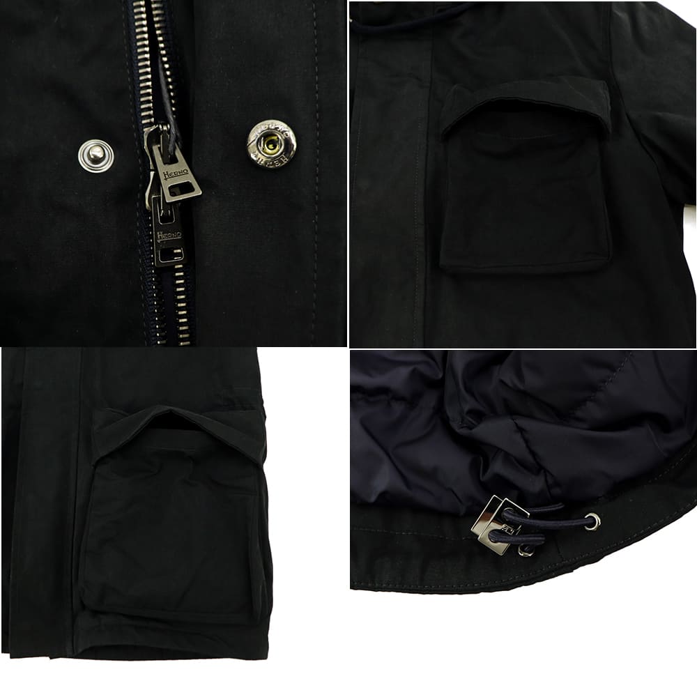 ヘルノ ダウン メンズ ワックスコーティング M-65 フーデッドダウン