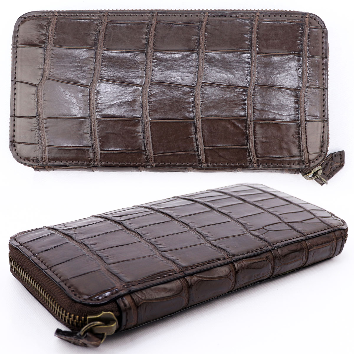 クアトロガッティ 財布 クロコダイル ラウンドジップ 長財布 QUATTRO GATTI 8101 BROWN（ブラウン）　