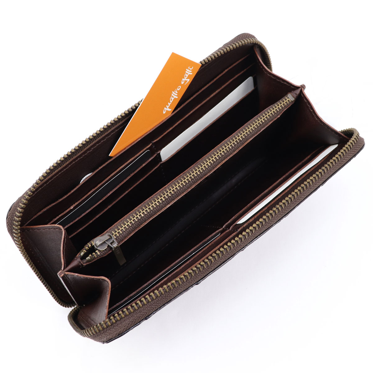 クアトロガッティ 財布 クロコダイル ラウンドジップ 長財布 QUATTRO GATTI 8101 BROWN（ブラウン）　