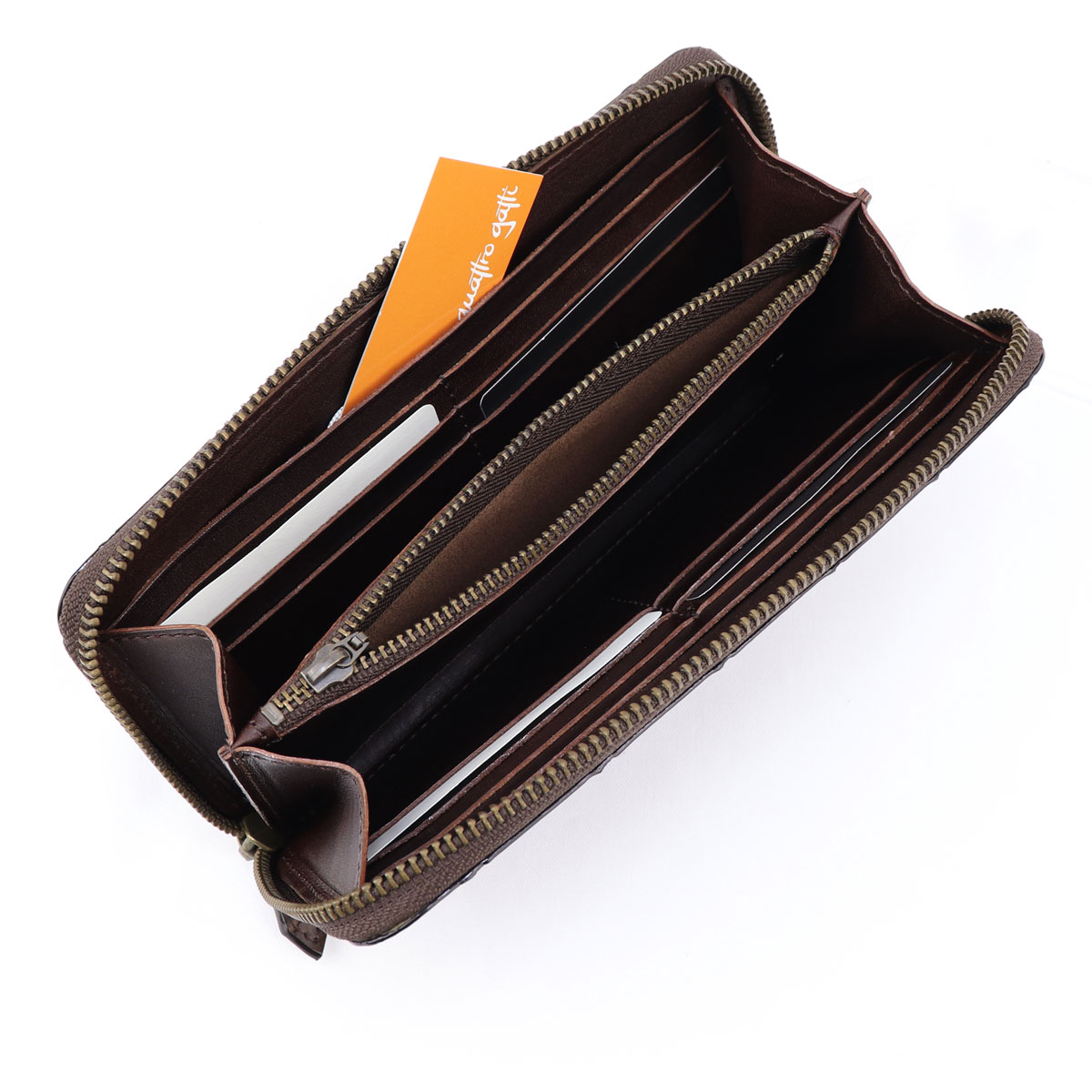 クアトロガッティ 財布 クロコダイル ラウンドジップ 長財布 QUATTRO GATTI 8101 BROWN（ブラウン）　