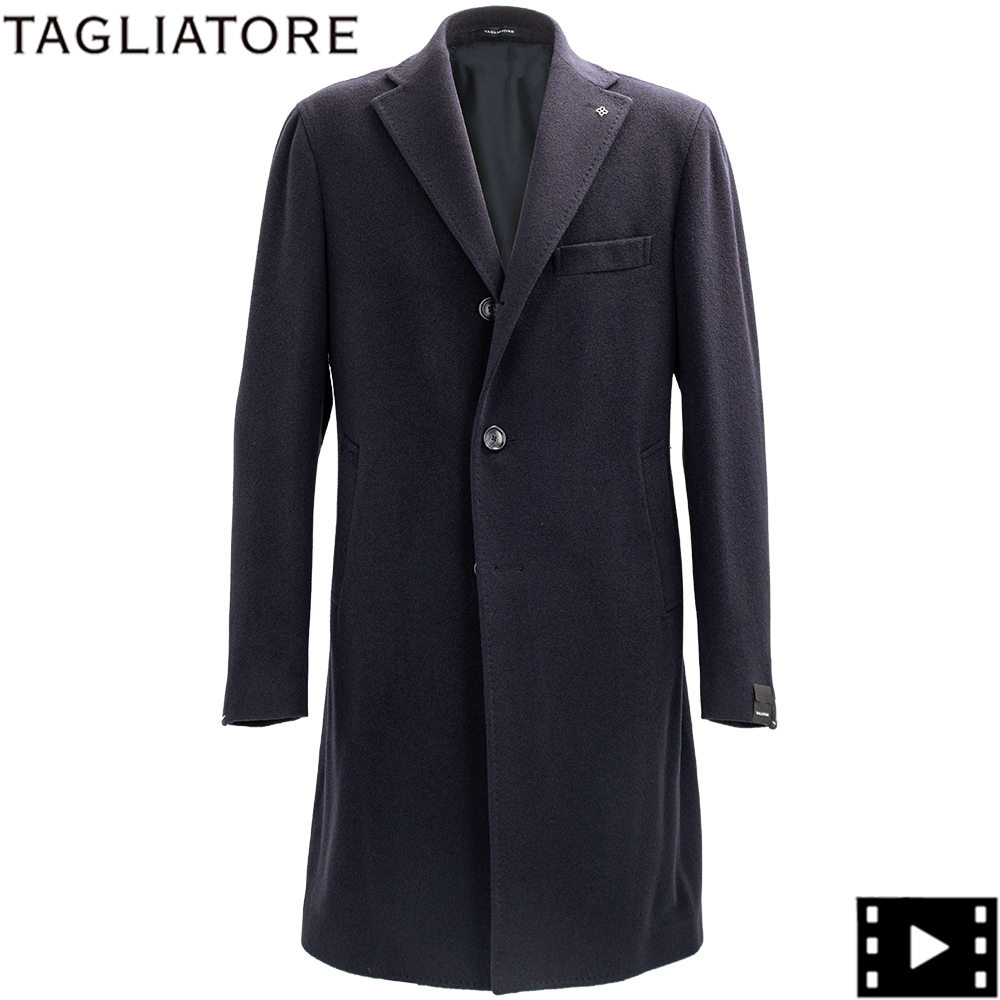 週末に値下！TAGLIATORE タリアトーレ チェスターコート ネイビー 44 TAGLIATORE（タリアトーレ）カシミアフランネルチェスター