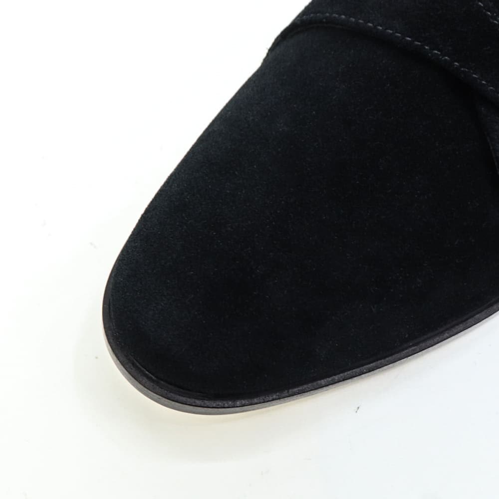 ポルペッタ レザーシューズ メンズ ボロネーゼ製法 スエード シングルストラップシューズ POLPETTA PASSO-W SINGLE STRAP POL SUEDE BLACK 春夏新作