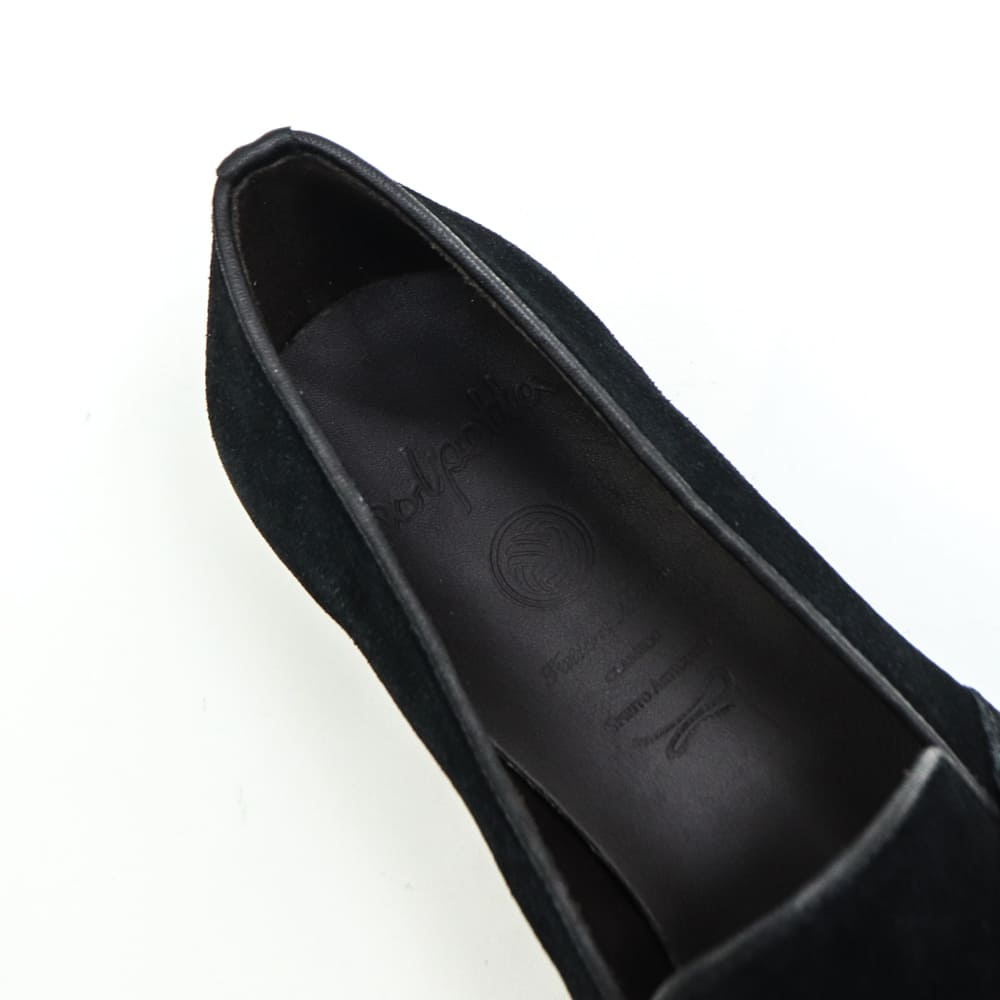 ポルペッタ レザーシューズ メンズ ボロネーゼ製法 スエード シングルストラップシューズ POLPETTA PASSO-W SINGLE STRAP POL SUEDE BLACK 春夏新作