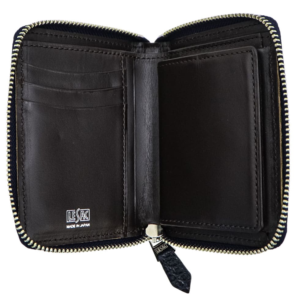 レザック 財布 クロコダイル レザー ラウンドジップミドルウォレット 二つ折り財布 LE'SAC 8200 LSC NAVY 秋冬新作