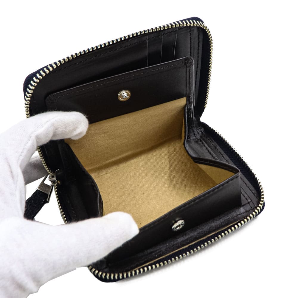 レザック 財布 クロコダイル レザー ラウンドジップミドルウォレット 二つ折り財布 LE'SAC 8200 LSC NAVY 秋冬新作