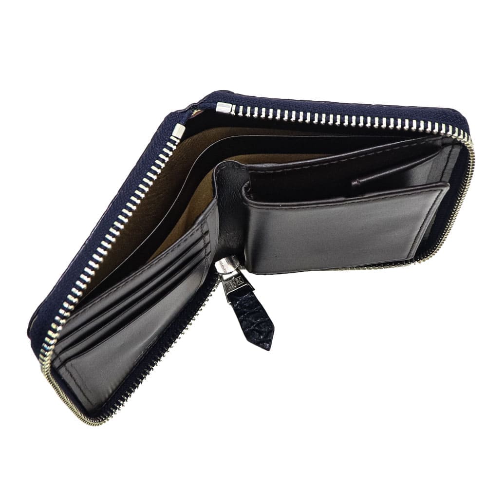 レザック 財布 クロコダイル レザー ラウンドジップミドルウォレット 二つ折り財布 LE'SAC 8200 LSC NAVY 秋冬新作