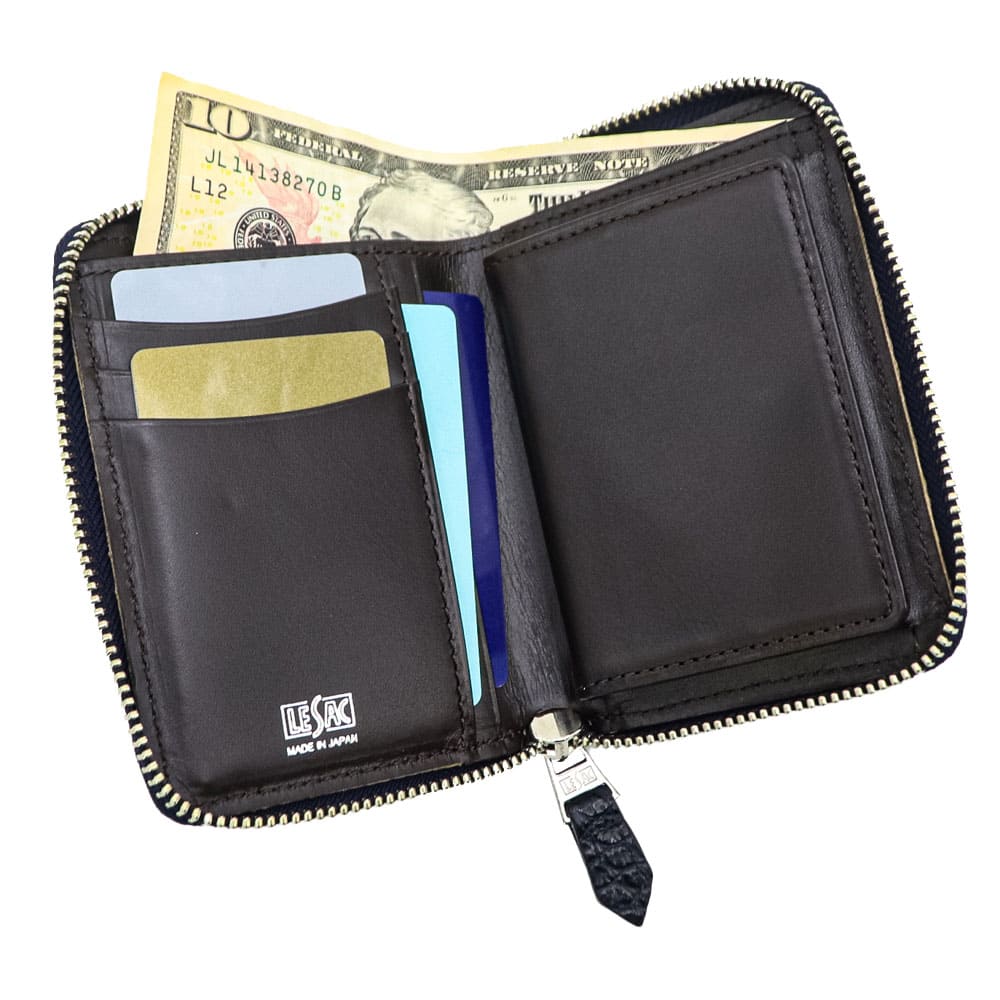 レザック 財布 クロコダイル レザー ラウンドジップミドルウォレット