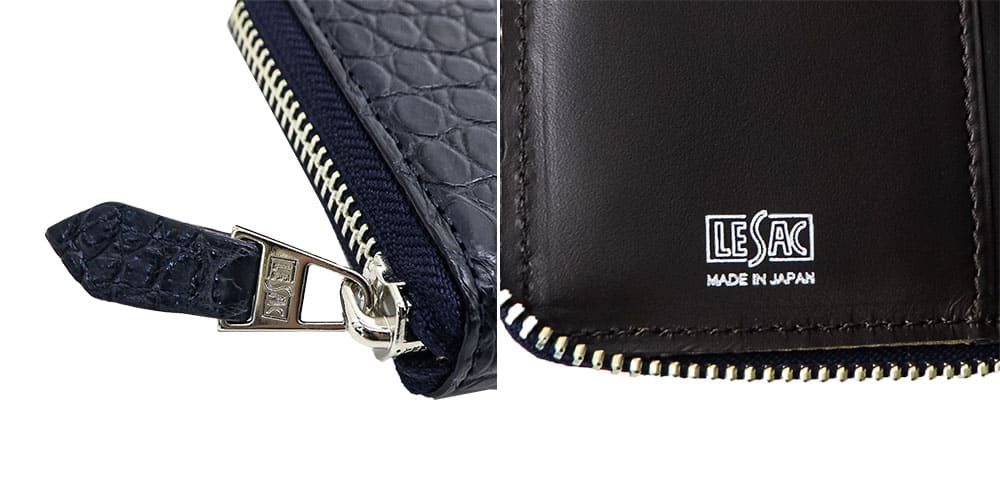 レザック 財布 クロコダイル レザー ラウンドジップミドルウォレット 二つ折り財布 LE'SAC 8200 LSC NAVY 秋冬新作