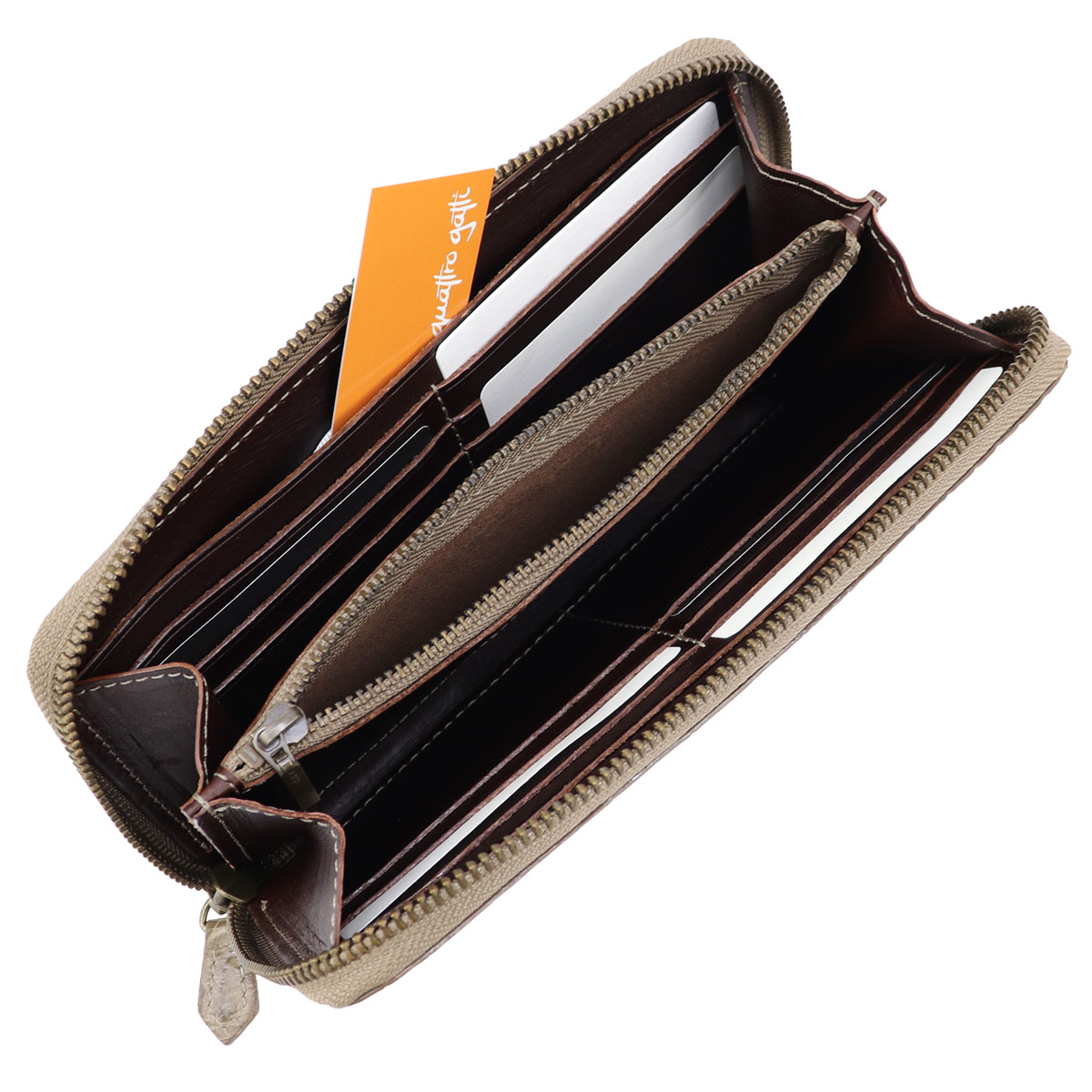 クアトロガッティ 財布 クロコダイル ラウンドジップ 長財布 QUATTRO GATTI 8101 GREIGE（グレージュ）　