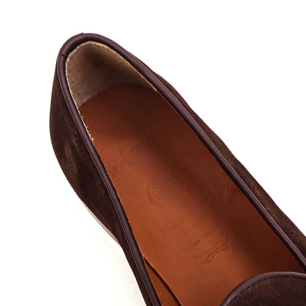 ポルペッタ レザーシューズ メンズ ボロネーゼ製法 スエード コインローファー POLPETTA PASSO COMBI POL SUEDE D.BROWN 春夏新作