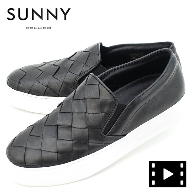 【セール】ペリーコサニー スニーカー メンズ イントレチャート レザースリッポン ジョイア PELLICO SUNNY GIOIA M001 LOTUS INTR PLS NERO【返品交換不可】