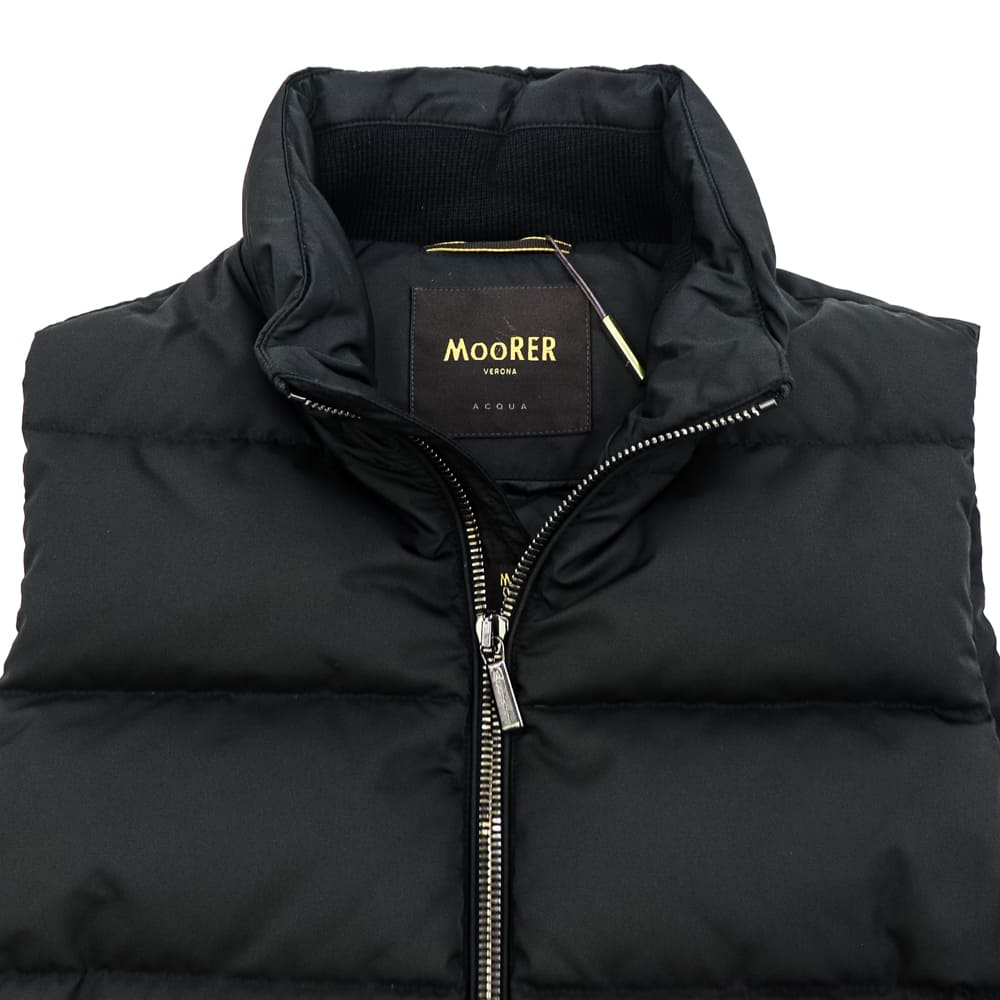 ムーレー ダウン メンズ 撥水ポリエステル ジップアップ フーデッドダウンベスト MOORER FIRE-WK MRE NERO 秋冬新作