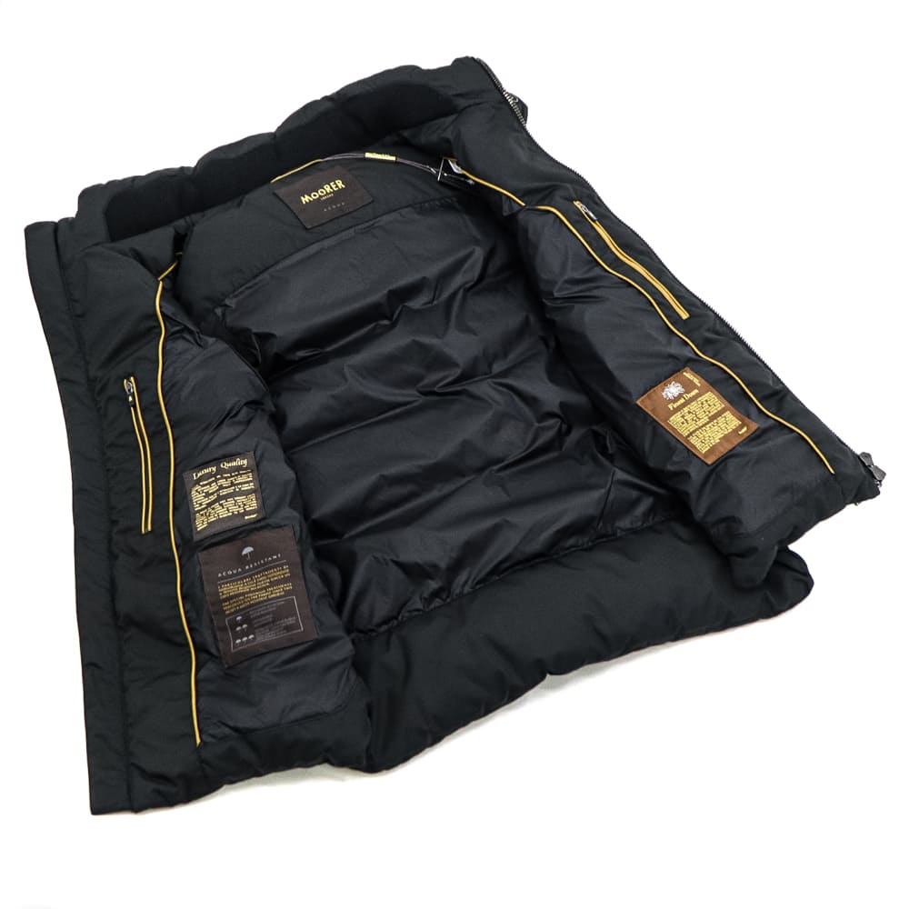 ムーレー ダウン メンズ 撥水ポリエステル ジップアップ フーデッドダウンベスト MOORER FIRE-WK MRE NERO 秋冬新作