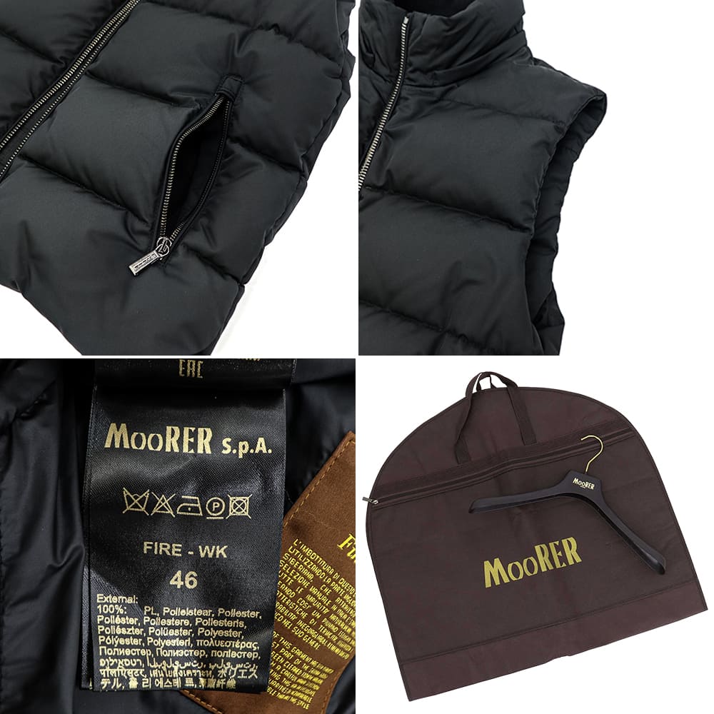 ムーレー ダウン メンズ 撥水ポリエステル ジップアップ フーデッドダウンベスト MOORER FIRE-WK MRE NERO 秋冬新作