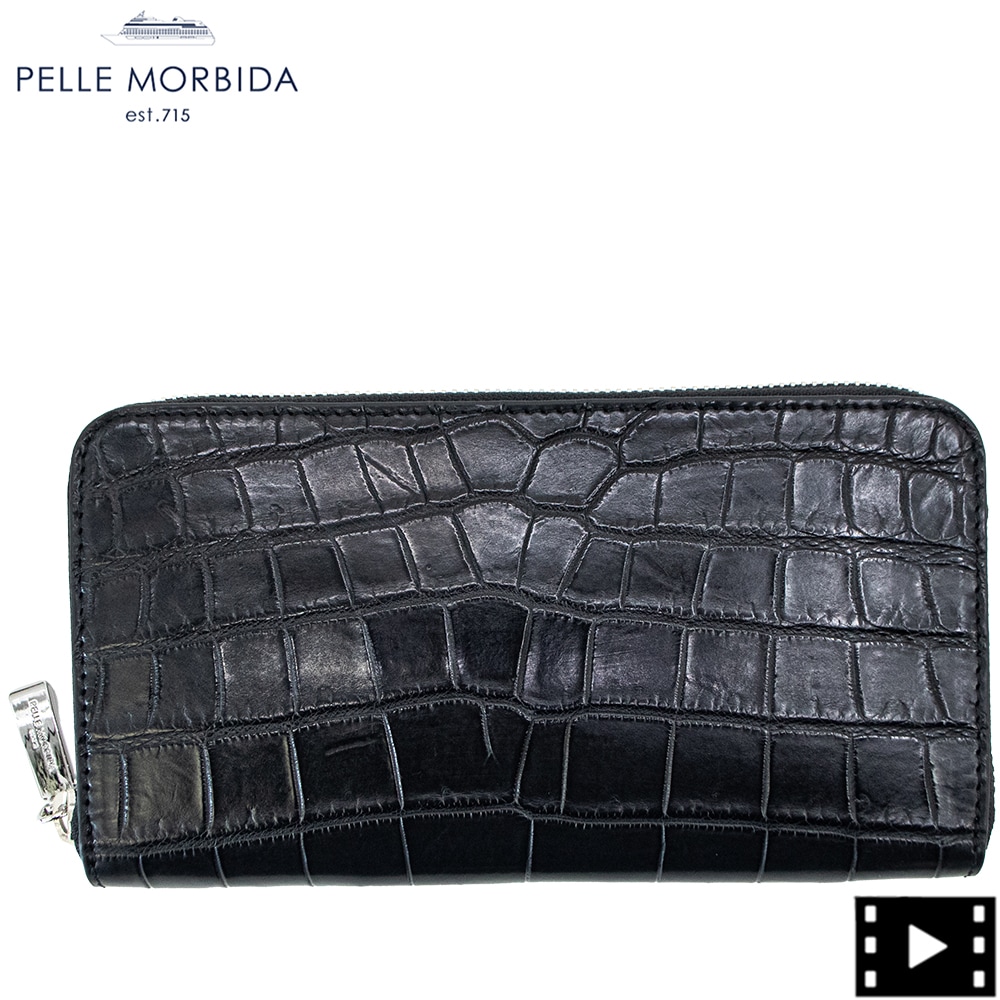 未使用 PELLE MORBIDA ペッレモルビダ 長財布 ラウンドジップ 現行 ペッレモルビダ 財布 クロコダイル ラウンドジップ 長財布 ラウンド