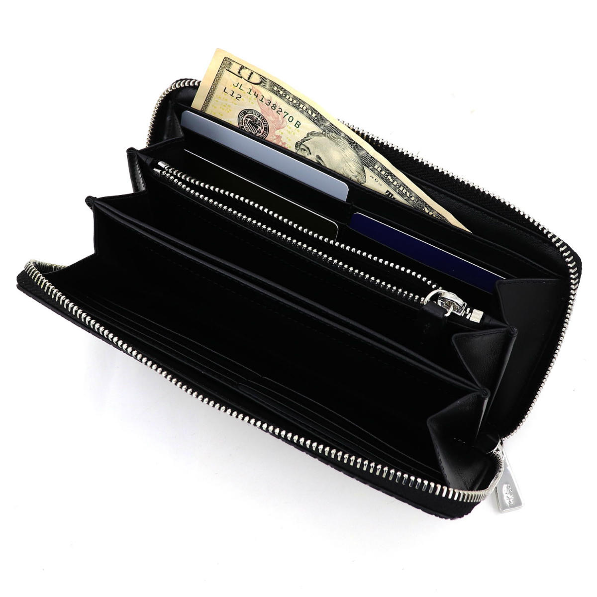 【セール】セラピアン 財布 PVC型押し ラウンドジップ長財布 SERAPIAN Stepan STEP7030-M19 CC3 Asphalt/Black(ダークグレー)【返品交換不可】