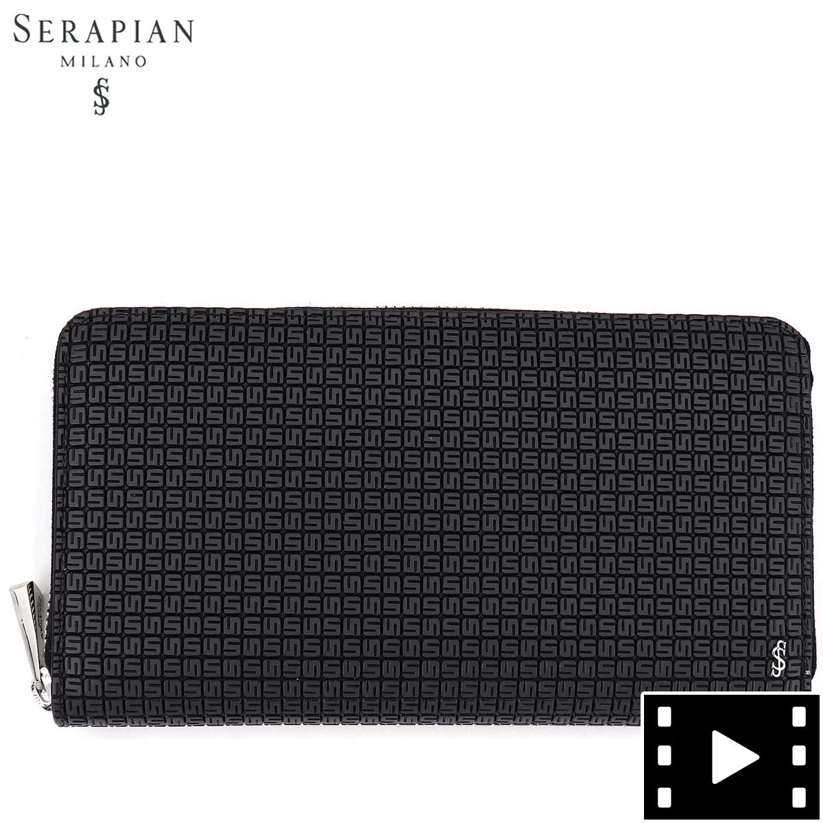 【セール】セラピアン 財布 PVC型押し ラウンドジップ長財布 SERAPIAN Stepan STEP7030-M19 CC3 Asphalt/Black(ダークグレー)【返品交換不可】