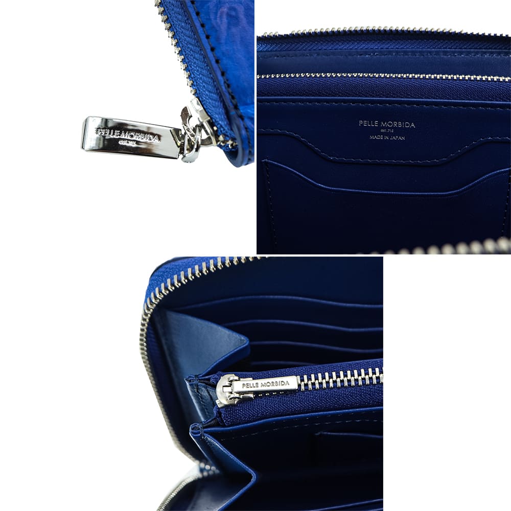 未使用　PELLE MORBIDA ラウンドジップ　長財布　ブルー ペッレモルビダ 財布 クロコダイル ラウンドジップ 長財布 ラウンド