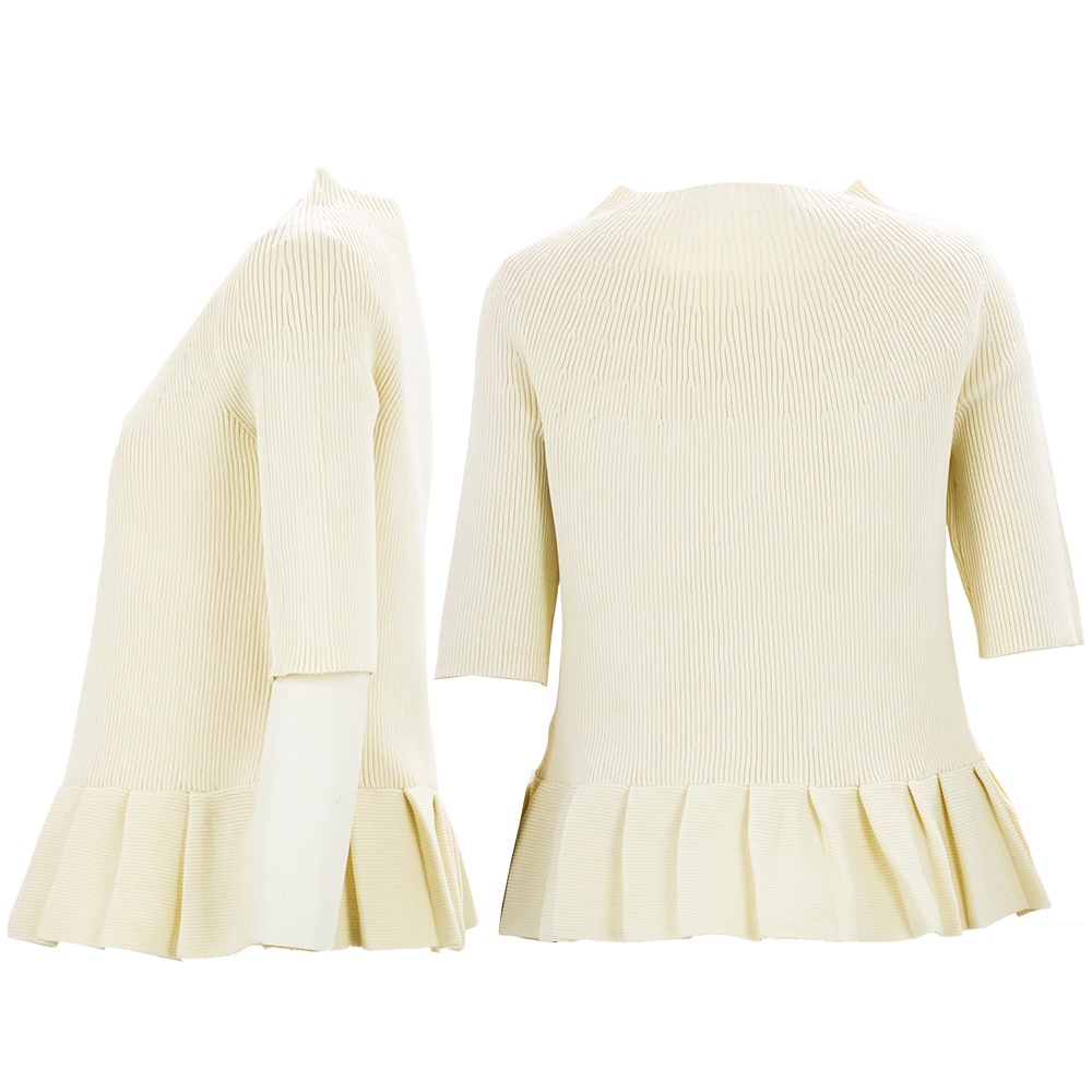 ブランベール ニット レディース 五分袖 リブフリルニット BLANCVERT LT3413203 BVR