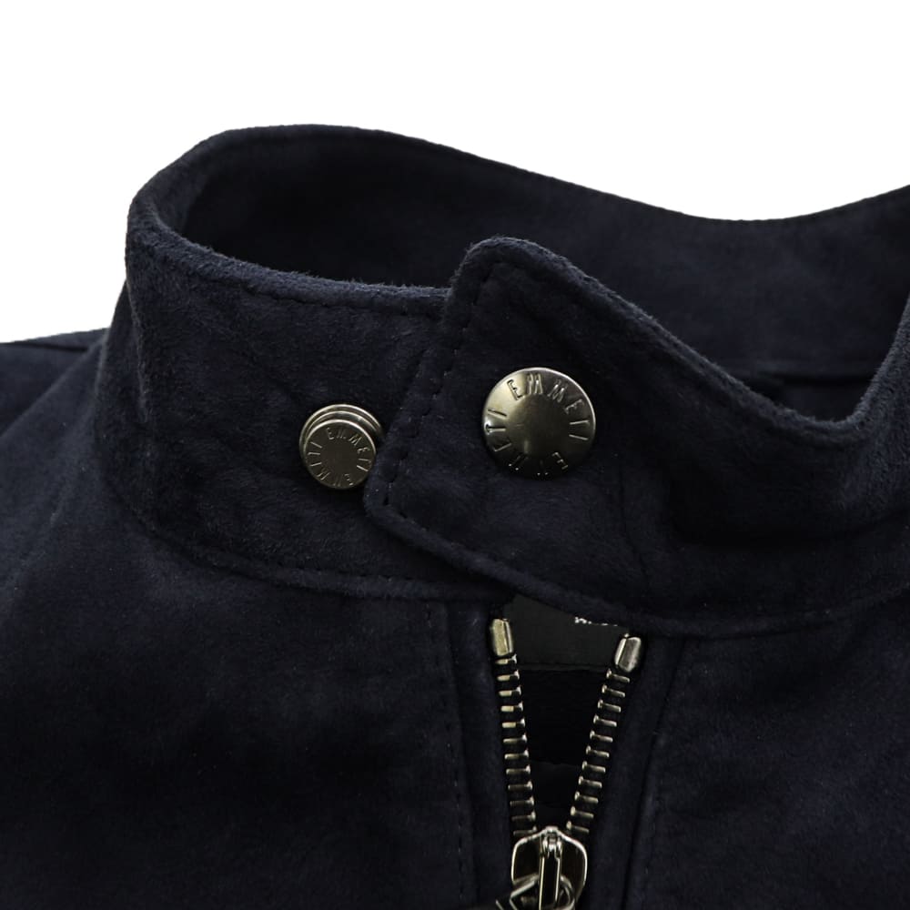 エンメティ ライダース メンズ スペシャルレザー ラムスエード シングルライダース ユーリ ガンメタルジップ EMMETI JURI EMT SP LEATHER NAVY 春夏新作