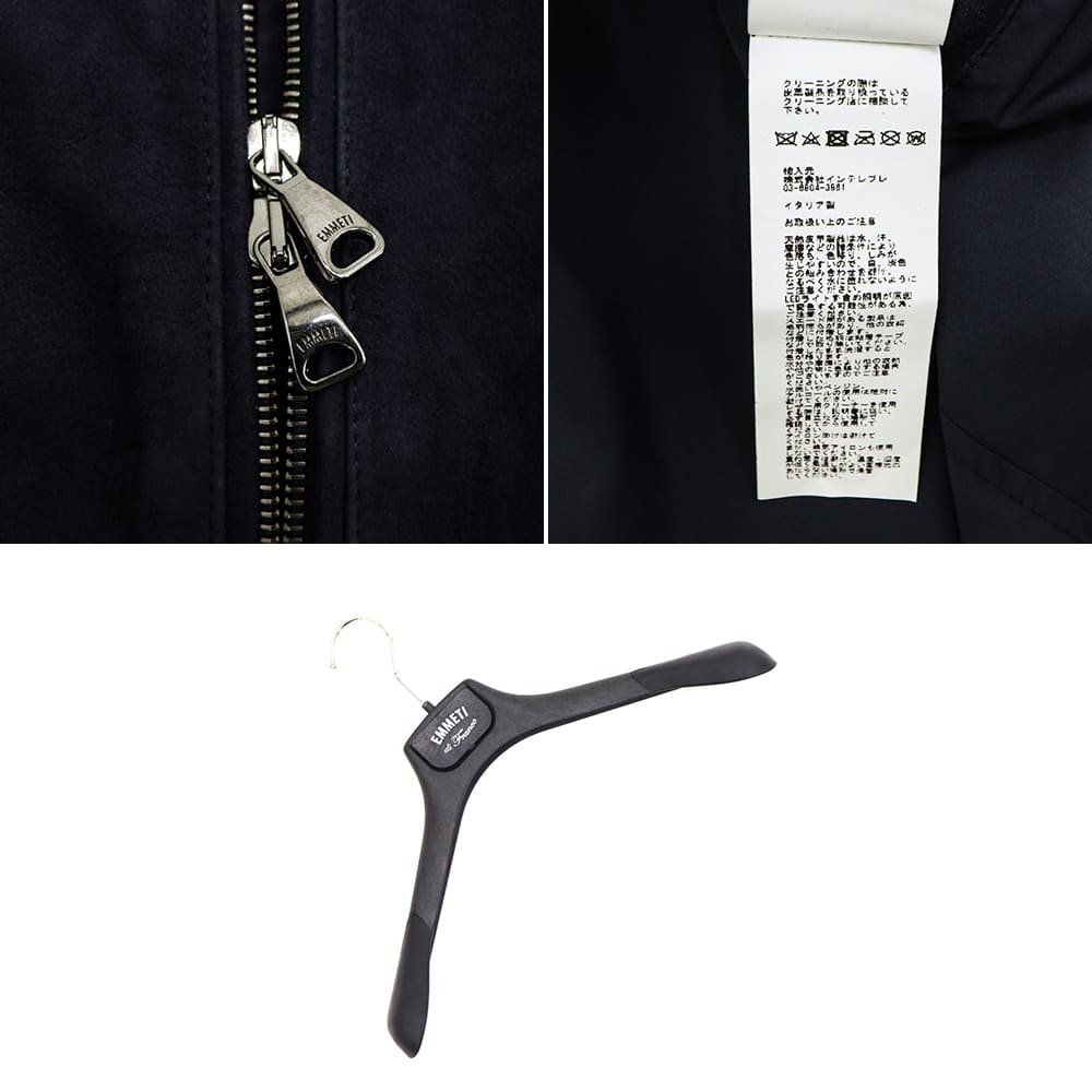 エンメティ ライダース メンズ スペシャルレザー ラムスエード シングルライダース ユーリ ガンメタルジップ EMMETI JURI EMT SP LEATHER NAVY 春夏新作