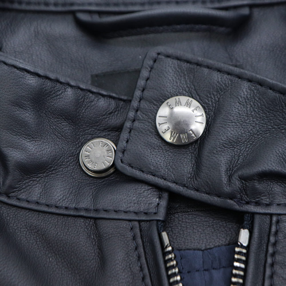 エンメティ ライダース メンズ スペシャルレザー 0.4mm厚 ラムスキン シングルライダース ユーリ ガンメタル EMMETI JURI EMT SP LEATHER GUNMETAL BLU 春夏新作