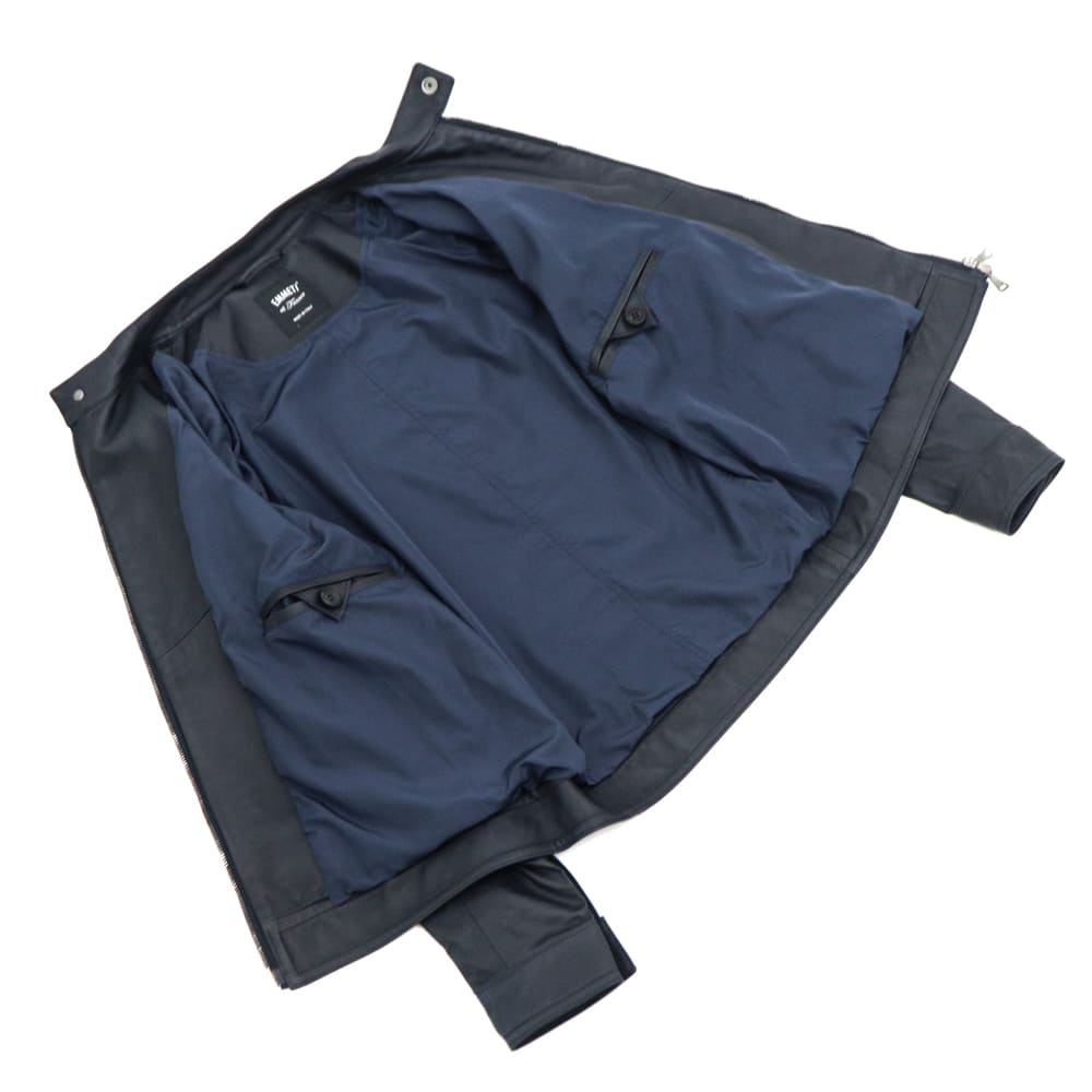 エンメティ ライダース メンズ スペシャルレザー 0.4mm厚 ラムスキン シングルライダース ユーリ ガンメタル EMMETI JURI EMT SP LEATHER GUNMETAL BLU 春夏新作