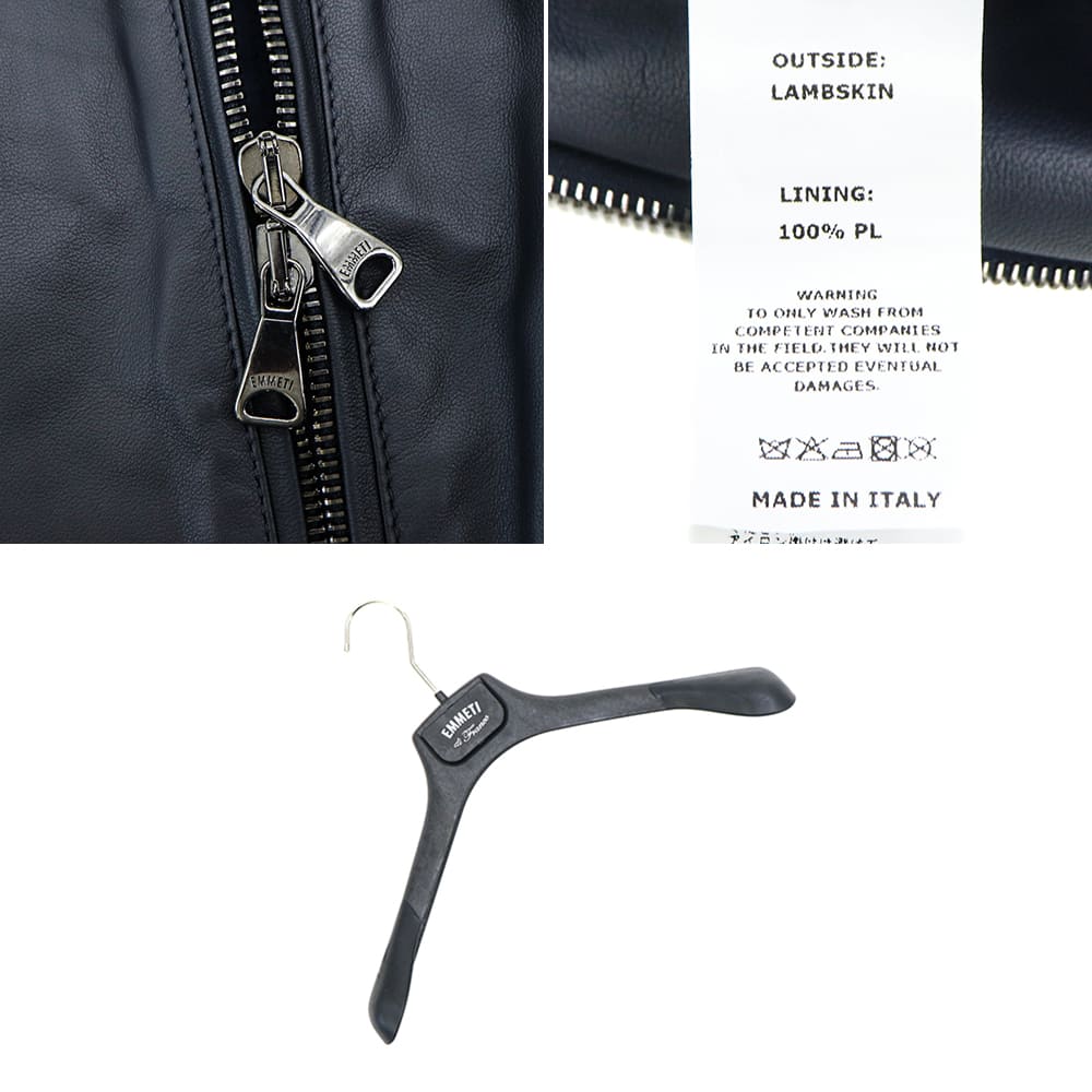 エンメティ ライダース メンズ スペシャルレザー 0.4mm厚 ラムスキン シングルライダース ユーリ ガンメタル EMMETI JURI EMT SP LEATHER GUNMETAL BLU 春夏新作