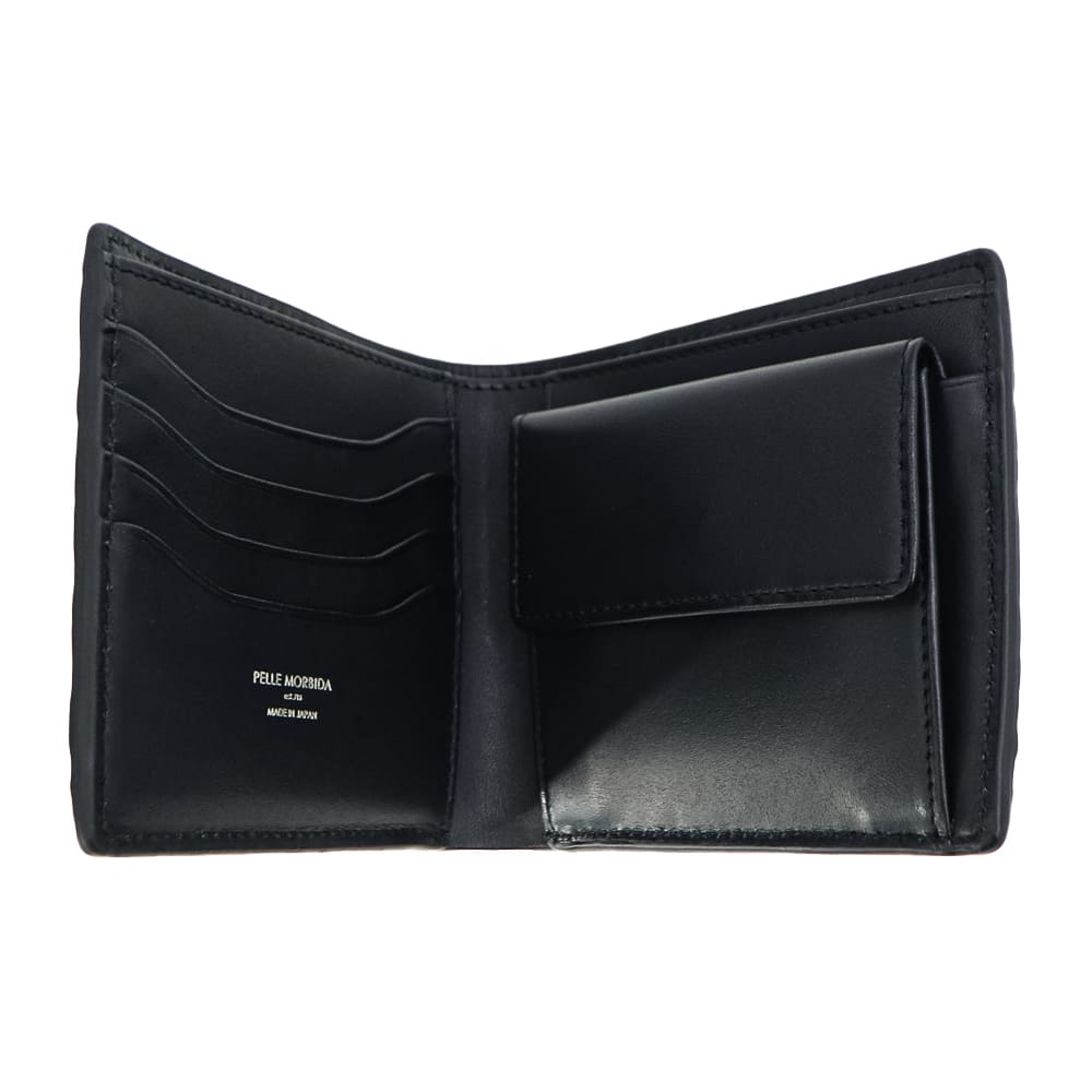 未使用級 PELLE MORBIDA マネークリップ 財布 二つ折り　黒　本革 ペッレモルビダ 財布 クロコダイル 2つ折り財布 コンパクトウォレット