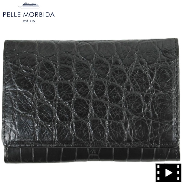 ペッレモルビダ カードケース PMO-CRS002 クロコダイル レザー 名刺入れ PELLE MORBIDA（ブラック）  EXLT　