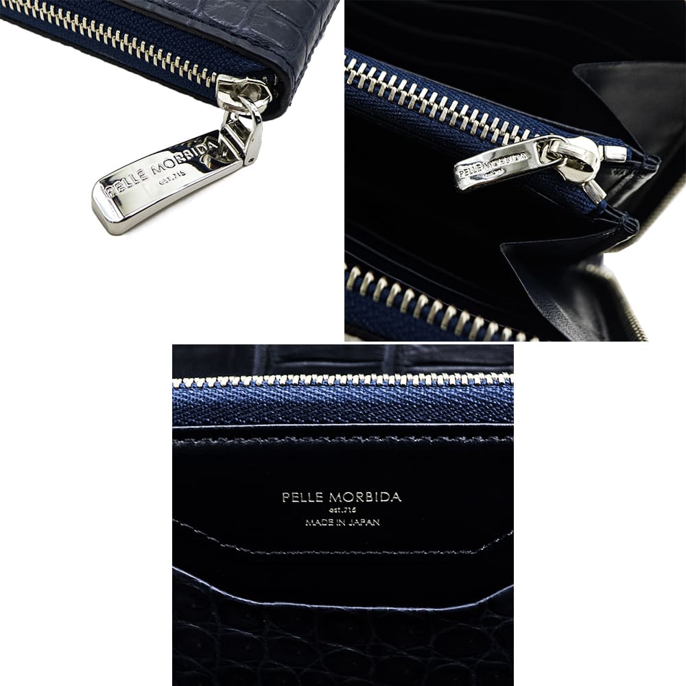 ペッレモルビダ 財布 クロコダイル ラウンドジップ 長財布 PELLE