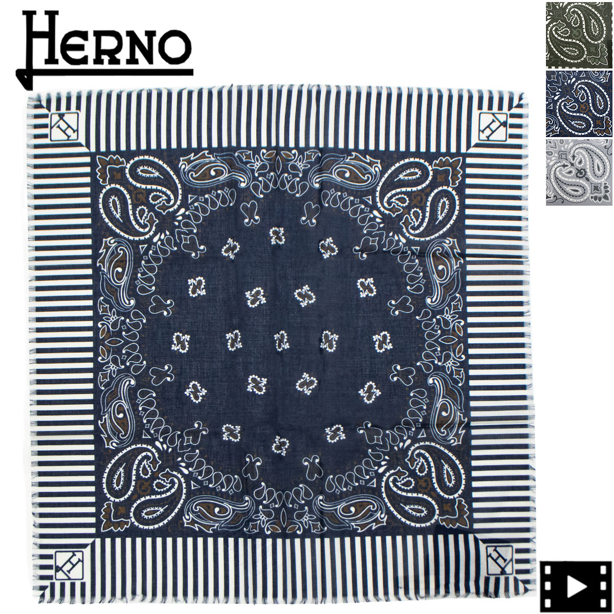 ヘルノ チーフ ペイズリー柄 コットン バンダナ HERNO FOU0001U HER 13325 春夏新作