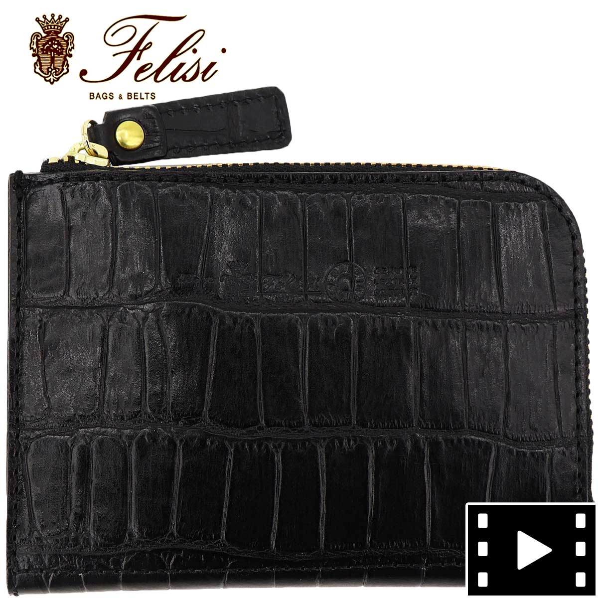 フェリージ Felisi クロコダイル型押し エンボスレザー L字ジップ 2つ折り財布 1058 Sa Fls Black ブラック 春夏新作 メンズブランド F Felisi フェリージ ファッション通販 Laglag Market 公式通販サイト