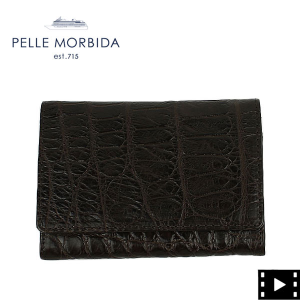 ペッレモルビダ カードケース PMO-CRS002 クロコダイル レザー 名刺入れ PELLE MORBIDA（ダークブラウン） EXLT　