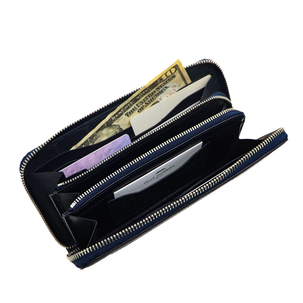 ペッレモルビダ 財布 クロコダイル ラウンドジップ 長財布 PELLE MORBIDA PMO-CRS010A PMO BLUE
